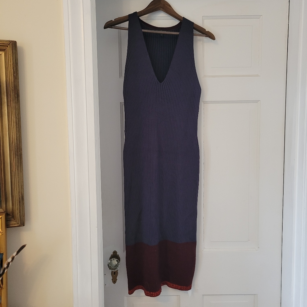 rag & bone V-Neck Knit Dress - Navy